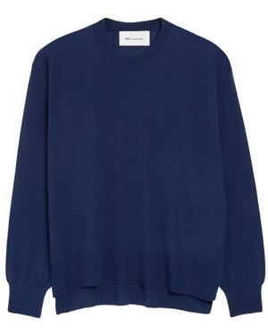 Ami Paris Round-Neck Knitwear - Blue
