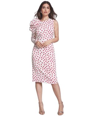 Moskada Kleedjes ,Wit ,Asymmetrische Polkadot Jurk - Roze