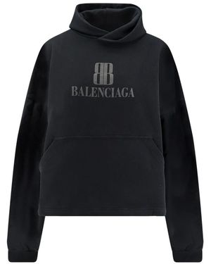 Balenciaga Hoodies & Sweatvesten ,Zwart ,Katoen Hoodie Met Lange Mouwen En Logoprint