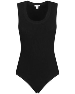 Alaïa Tops ,Zwart ,Polyester Ribbed Knit Bodysuit