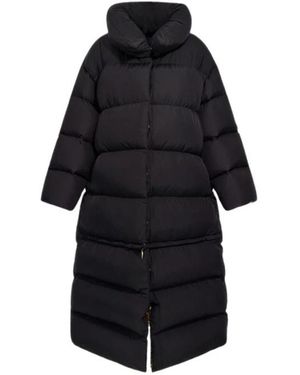 Roberto Cavalli Jassen ,Zwart ,Polyester Gewatteerde Pufferjas Met Hoge Kraag