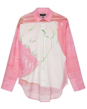 MSGM Poplin Katoenen Blouse - Roze