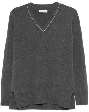 Le Tricot Perugia V-Neck Knitwear - Grey