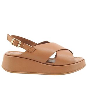 Frau Schoenen ,Bruin ,Leer Wedges