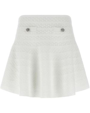 Self-Portrait Pointelle Gebreide Mini Rok - Wit