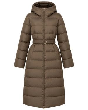 Max Mara Jassen ,Bruin ,Polyester Lange Donsjas Met Riem