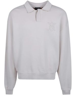 Daily Paper Hoodies & Sweatvesten ,Katoen Oversized Shield Polo Neck Sweater - Grijs