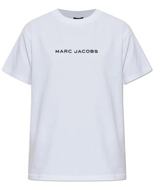 Marc Jacobs Tops ,Wit ,Katoen Logo T-Shirt - Blauw