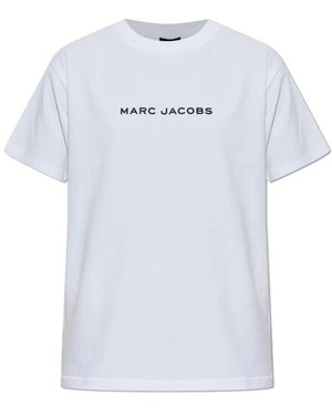 Marc Jacobs Tops ,Wit ,Katoen Logo T-Shirt - Blauw