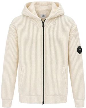 C.P. Company Lambswool Grs Full Zip Sweater - Wit