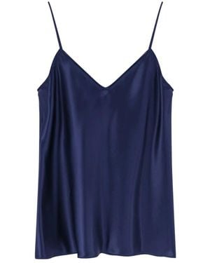 Alberta Ferretti Satijnen Top Met V-Hals - Blauw