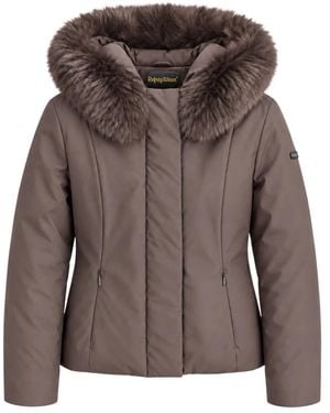 Refrigiwear Jassen ,Bruin ,Kort Jack Met Bontkraag En Capuchon
