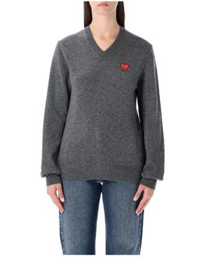 COMME DES GARÇONS PLAY V-Neck Knitwear - Grey