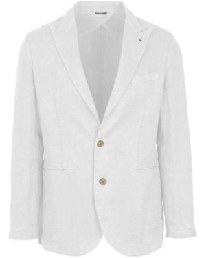 AT.P.CO Weiße Leinenblazer Mit Schalkragen