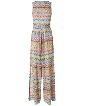 Missoni Jumpsuits & Playsuits ,Veelkleurig ,Rayon Lange Viscose Lamé Cover-Up Jumpsuit Met Cut-Out - Metallic