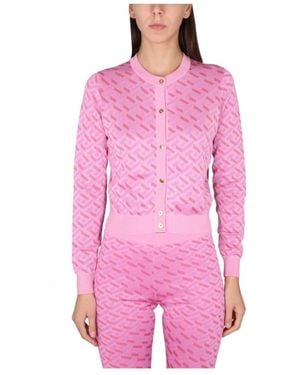 Versace Front Button Closure Crew - Pink