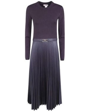 Twinset Lange Gebreide Jurk Van Imitatieleer - Blauw