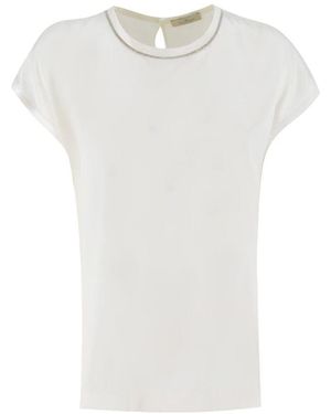 Panicale Klassisches t-shirt mit rundhalsausschnitt und lurex-details - Weiß