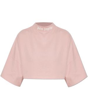 Palm Angels Tops ,Roze ,Katoen Classic Logo Mini T-Shirt