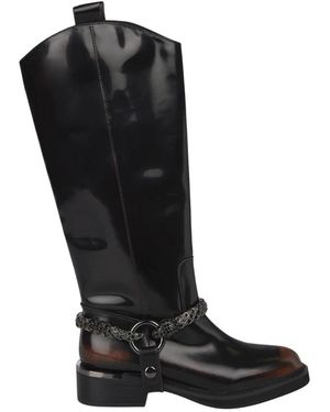 Alma En Pena. Flacher Stiefel Schlangendetail - Schwarz