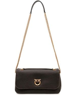 Pinko Tassen ,Bruin ,Leer Click Soft Horizontale Schoudertas - Zwart