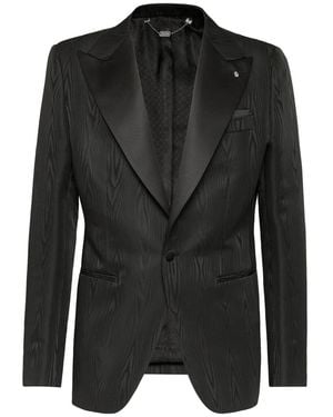Billionaire Jassen ,Zwart ,Polyester Blazer Super Slim Fit Marmer