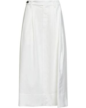 Brunello Cucinelli Rokken ,Wit ,Linnen Twill Sartoriale Rok Met Monili
