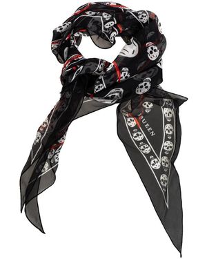 McQueen Silky Scarves - Negro