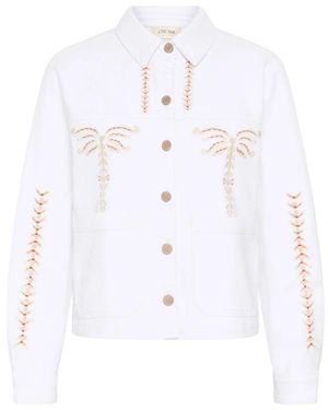 Cream Denim Jacket - Wit