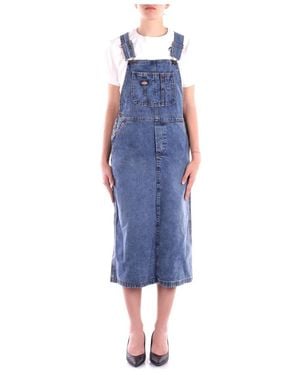 Dickies Stilvolles Kleid Mit Knöpfen Und Taschen - Blau