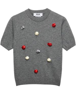 MSGM Round-Neck Knitwear - Gray