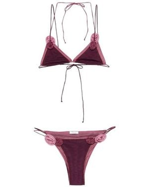 Oséree Doube Mesh Rose Bikini - Rood