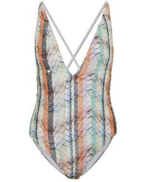Missoni Badmode ,Veelkleurig ,Badpak Uit Één Stuk Met Lurexdraad - Blauw