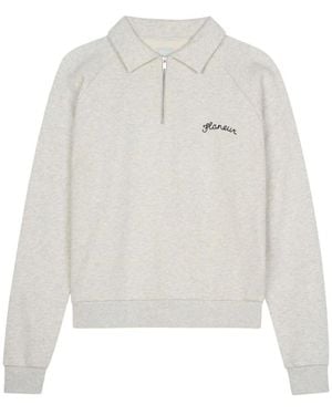 flâneur Signature Raglan Half Zip - Wit