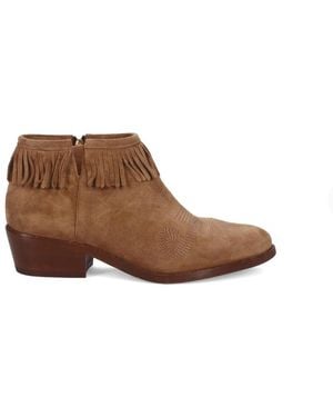 Duccio Del Duca Schoenen ,Bruin ,Leer Texaanse Enkellaars Met Franjes