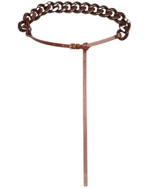 Plan C Accessoires ,Bruin ,Leer Keten En Leren Riem - Wit