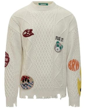 Barrow Maglia Con Patch Girocollo Maniche Lunghe - Grau