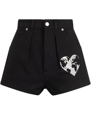 Alberta Ferretti Korte Broeken ,Zwart ,Denim Denim Shorts