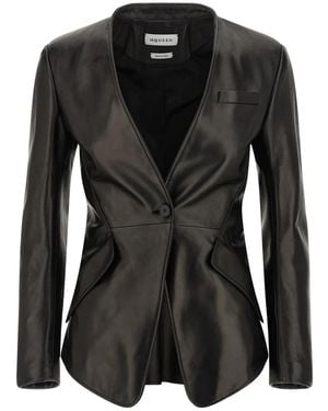 McQueen Leather Jackets - Black