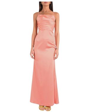 ACTUALEE Satin Langes Kleid Mit Crossback - Pink