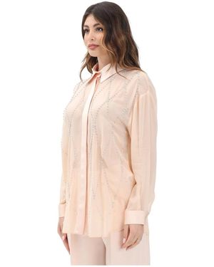 SIMONA CORSELLINI Elegante Geometrische Kristallbluse - Pink