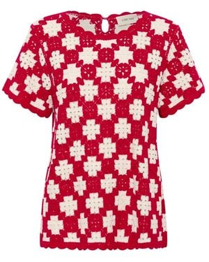 Cream Blouses - Red