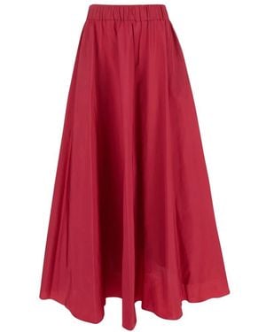 P.A.R.O.S.H. Gonna midi fucsia con balze in tessuto tecnico - Rosso