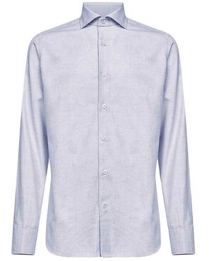 D4.0 Overhemden ,Blauw ,Katoen Micro Jacquard Shirt