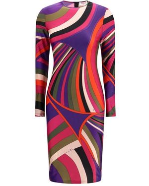 PUCCI Figurbetontes, Langes Midikleid Mit Ärmeln - Rot