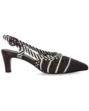 Strategia Schoenen ,Bruin ,Leer Woven Slingback Pomp - Zwart