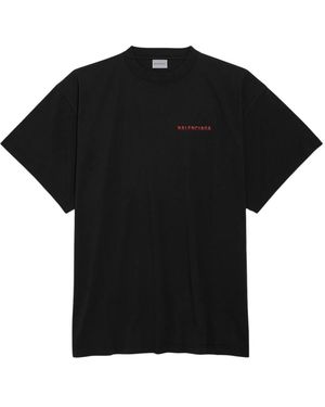 Balenciaga Tops ,Zwart ,Katoen Oversized T-Shirt Met Gradiënt Op De Rug
