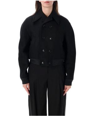 Ami Paris Double-Breasted Kort Bomberjack - Zwart