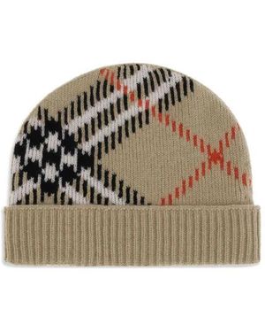 Burberry Check Kaschmir-Mischung Beanie - Natur