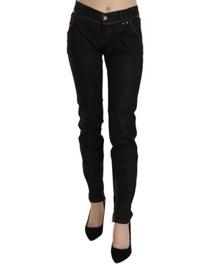 John Galliano Cotton Mid Waist Skinny Denim Jeans - Zwart